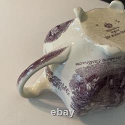 Vintage Johnson Bros Old Britain Castles Teapot Withlid Farnham Castle Purple Rare