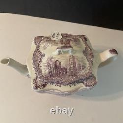 Vintage Johnson Bros Old Britain Castles Teapot Withlid Farnham Castle Purple Rare