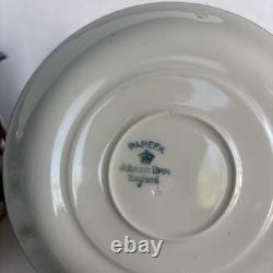 Vintage Johnson Bros. Pareek silver china lot saucers teapot and bowls. Read