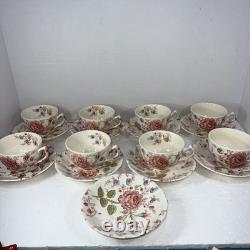 Vintage Johnson Bros. Rose Chintz Cup And Saucer Set Of 8+ Extra Saucer No Chips