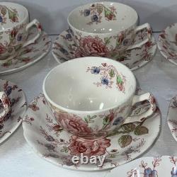 Vintage Johnson Bros. Rose Chintz Cup And Saucer Set Of 8+ Extra Saucer No Chips