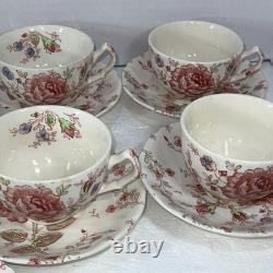 Vintage Johnson Bros. Rose Chintz Cup And Saucer Set Of 8+ Extra Saucer No Chips