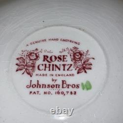 Vintage Johnson Bros. Rose Chintz Cup And Saucer Set Of 8+ Extra Saucer No Chips