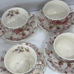 Vintage Johnson Bros. Rose Chintz Cup And Saucer Set Of 8+ Extra Saucer No Chips