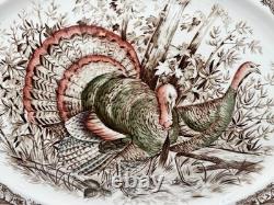 Vintage Johnson Bros Wild Turkeys Native American Turkey Platter