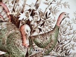 Vintage Johnson Bros Wild Turkeys Native American Turkey Platter