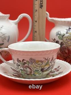 Vintage Johnson Bros Windsor Ware Garden Bouquet Tea SET WithCream & Sugar England Vintage Johnson Bros Windsor Ware Garden Bouquet Tea SET WithCream & Sugar England