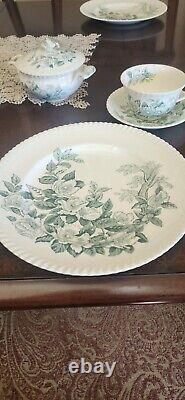 Vintage Johnson Bros Windsor Ware Green Apple Blossom 22 Piece Dinnerware Set