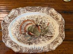 Vintage Johnson Bros Windsor Ware Wild Turkeys Native Americana Platter