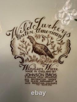 Vintage Johnson Bros Windsor Ware Wild Turkeys Native Americana Platter