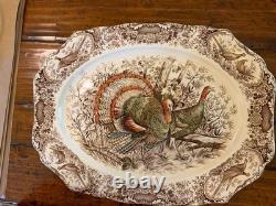Vintage Johnson Bros Windsor Ware Wild Turkeys Native Americana Platter
