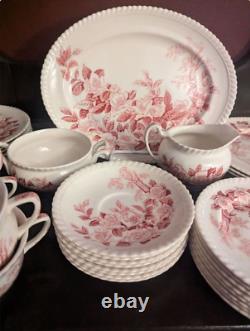 Vintage Johnson Bros Windsorware Pink Apple Blossom 44 Piece Dinnerware Set