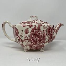 Vintage Johnson Brothers China English Chippendale Red Transferware Teapot