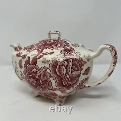 Vintage Johnson Brothers China English Chippendale Red Transferware Teapot