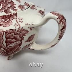 Vintage Johnson Brothers China English Chippendale Red Transferware Teapot