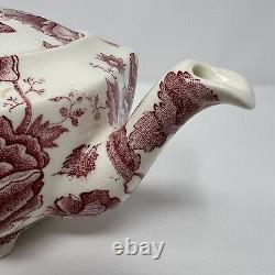 Vintage Johnson Brothers China English Chippendale Red Transferware Teapot