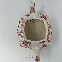 Vintage Johnson Brothers China English Chippendale Red Transferware Teapot