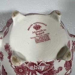 Vintage Johnson Brothers China English Chippendale Red Transferware Teapot