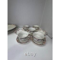 Vintage Johnson Brothers England Octagonal Floral Ironstone 18pc Set Plates Cups