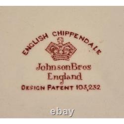 Vintage Johnson Brothers English Chippendale 4 Dinner and 4 Side Plates