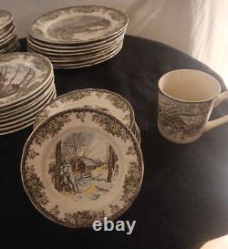 Vintage Johnson Brothers Friendly Village China Set 7 Piece Plate Sets 58 Pieces