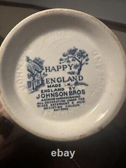 Vintage Johnson Brothers Happy England Blue Coffee/Tea Pot England HARD TO FIND
