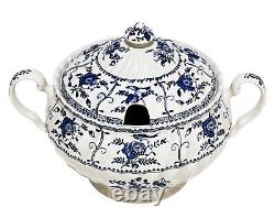 Vintage Johnson Brothers Indies Blue Earthenware Tureen Soup Punch Bowl 13 1/4