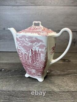 Vintage Johnson Brothers Old Britain Castles footed teapot 8.5 Tall 44 fl oz