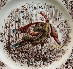 Vintage Johnson Brothers Woodland Wild Turkeys Dinner Plate