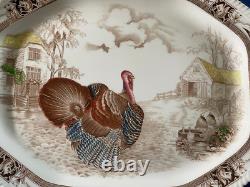 Vintage New UNUSED Johnson Bros Barnyard King Turkey Thanksgiving Platter