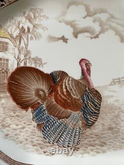 Vintage New UNUSED Johnson Bros Barnyard King Turkey Thanksgiving Platter