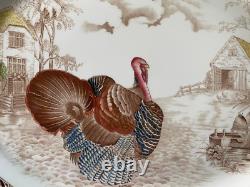 Vintage New UNUSED Johnson Bros Barnyard King Turkey Thanksgiving Platter
