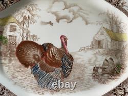 Vintage New UNUSED Johnson Bros Barnyard King Turkey Thanksgiving Platter