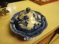 Vintage Prettiest Flow Blue Mongolia Johnson Bros England Antique Tureen and Lid