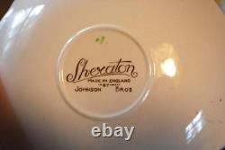 Vintage SHERATON Johnson Bros 10 CUPS/SAUCERS Hand Painted Transferware OLD MRK