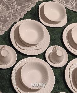 Vintage Set Of 33 Ironstone Johnson Bros Regency Snow White Dinnerware BIG LOT