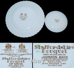 Vintage Staffordshire Bouquet Dinner Plates Johnson Brothers Saucers