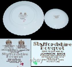 Vintage Staffordshire Bouquet Dinner Plates Johnson Brothers Saucers