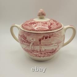 Vintage Tea Set Johnson Bros. Historic America Pink/Red EUC ENGLAND
