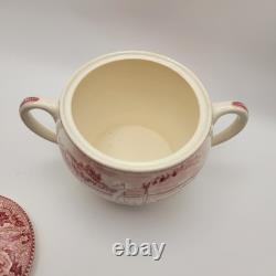 Vintage Tea Set Johnson Bros. Historic America Pink/Red EUC ENGLAND