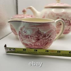 Vintage Tea Set Johnson Bros. Historic America Pink/Red EUC ENGLAND