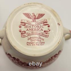 Vintage Tea Set Johnson Bros. Historic America Pink/Red EUC ENGLAND