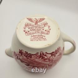 Vintage Tea Set Johnson Bros. Historic America Pink/Red EUC ENGLAND