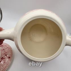 Vintage Tea Set Johnson Bros. Historic America Pink/Red EUC ENGLAND