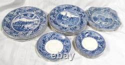 VintageLot of 26- Plates-Johnson Bros. England Blue Historic America- As Is
