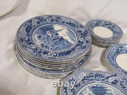 VintageLot of 26- Plates-Johnson Bros. England Blue Historic America- As Is