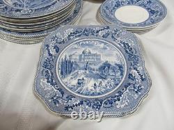 VintageLot of 26- Plates-Johnson Bros. England Blue Historic America- As Is