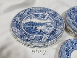VintageLot of 26- Plates-Johnson Bros. England Blue Historic America- As Is