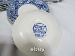 VintageLot of 26- Plates-Johnson Bros. England Blue Historic America- As Is