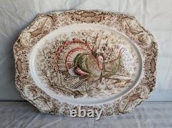 Vtg 20 Johnson Bros Wild Turkeys Native American Serving Platter Windsor Ware